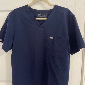 Figs Scrubs Navy Men's Leon Three-Pocket Scrub Top (M)